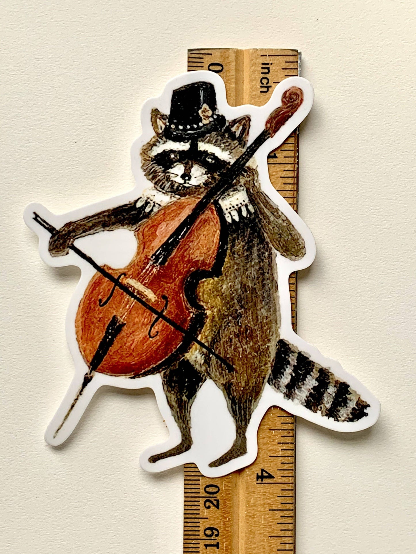 Vinyl Sticker // Raccoon Cellist // Die Cut Vinyl Sticker
