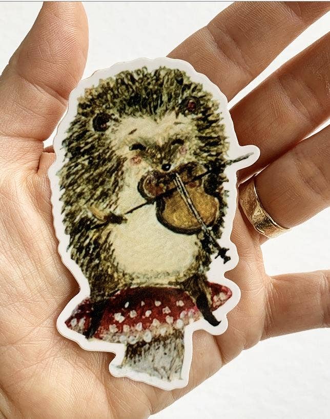 Vinyl Sticker // Hedgehog Violinist sticker // Die Cut Vinyl Sticker
