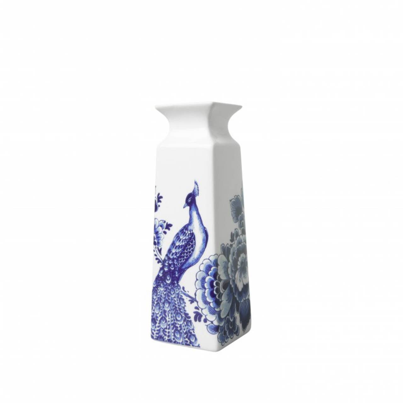 Small square flower and peacock vase