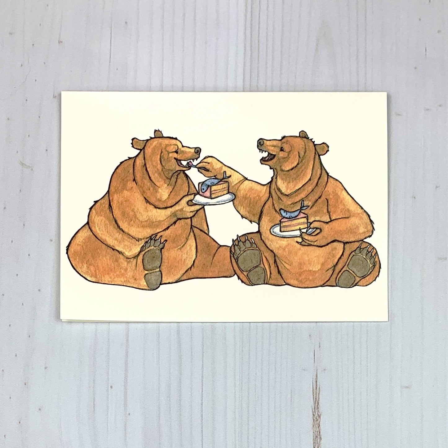 Grizzlies Eating Cake 5x7" Notecard