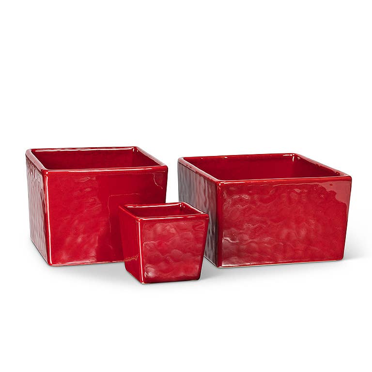 Md Low Square Planter-Red-5.5" Sq