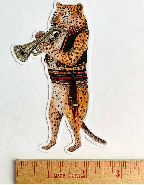 Vinyl Sticker // Leopard // Die Cut Trumpeting Leopard Sticker