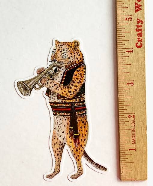 Vinyl Sticker // Leopard // Die Cut Trumpeting Leopard Sticker