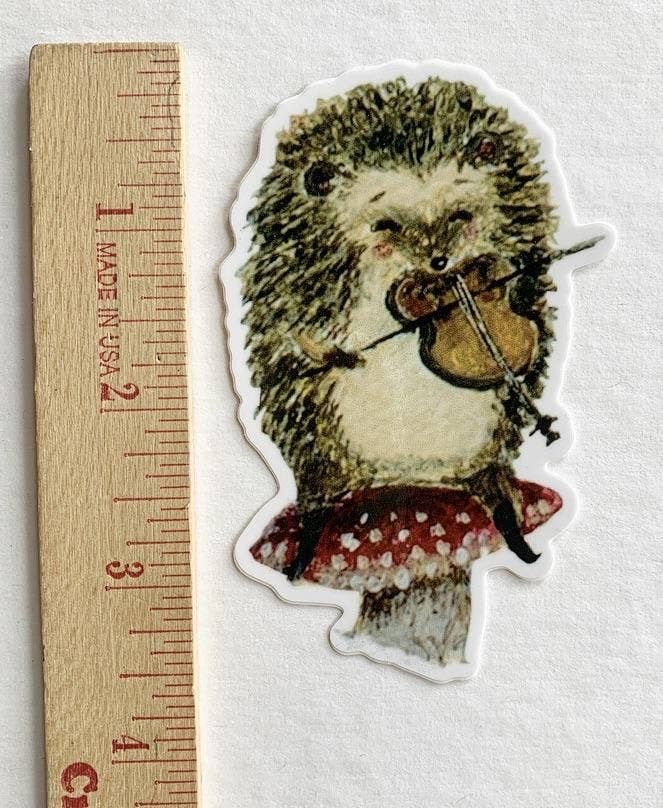 Vinyl Sticker // Hedgehog Violinist sticker // Die Cut Vinyl Sticker