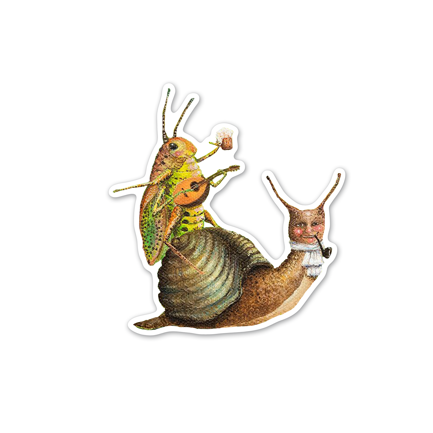 Snail & Grasshopper Pals // Die Cut Vinyl Sticker
