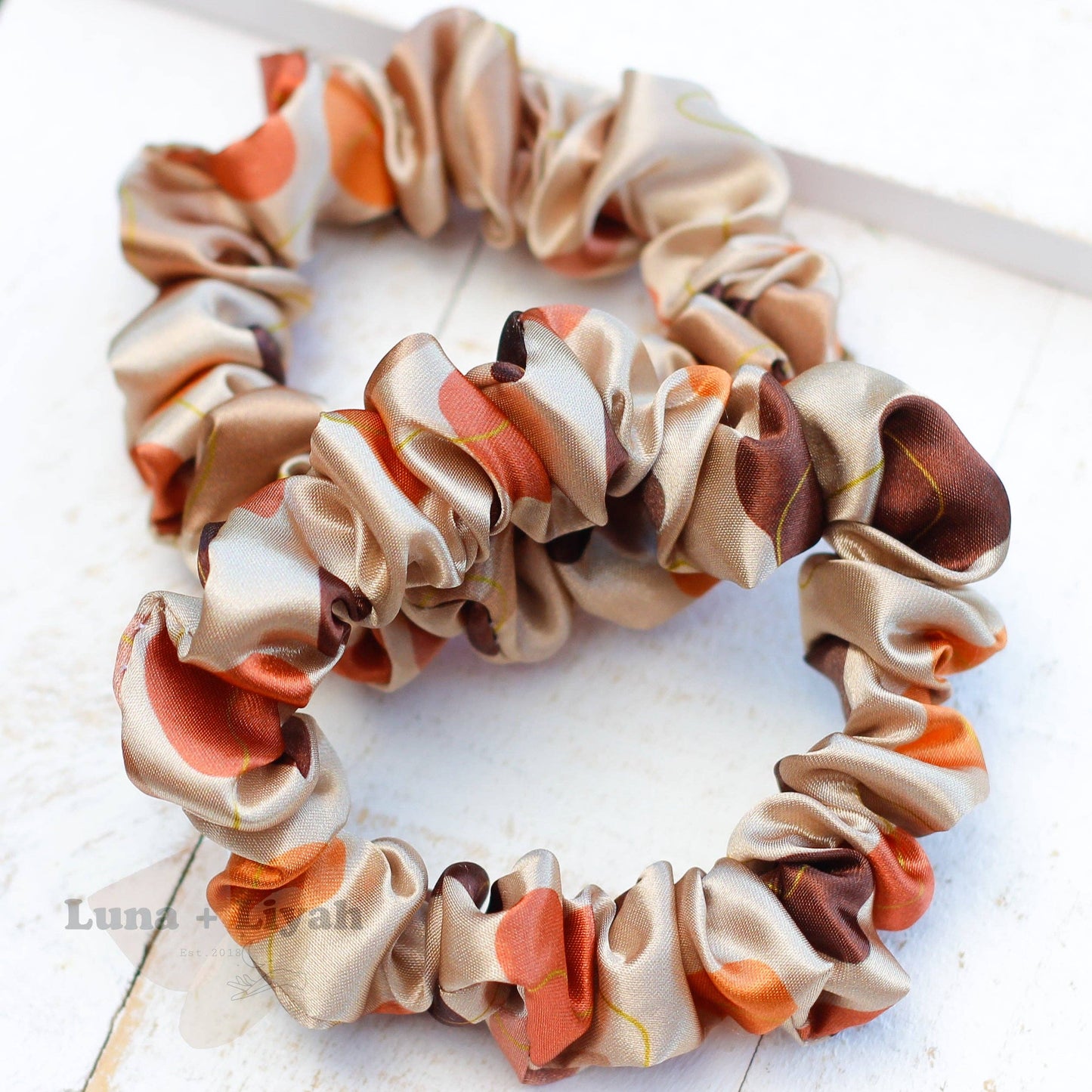 Satin Scrunchie - Brown Tones