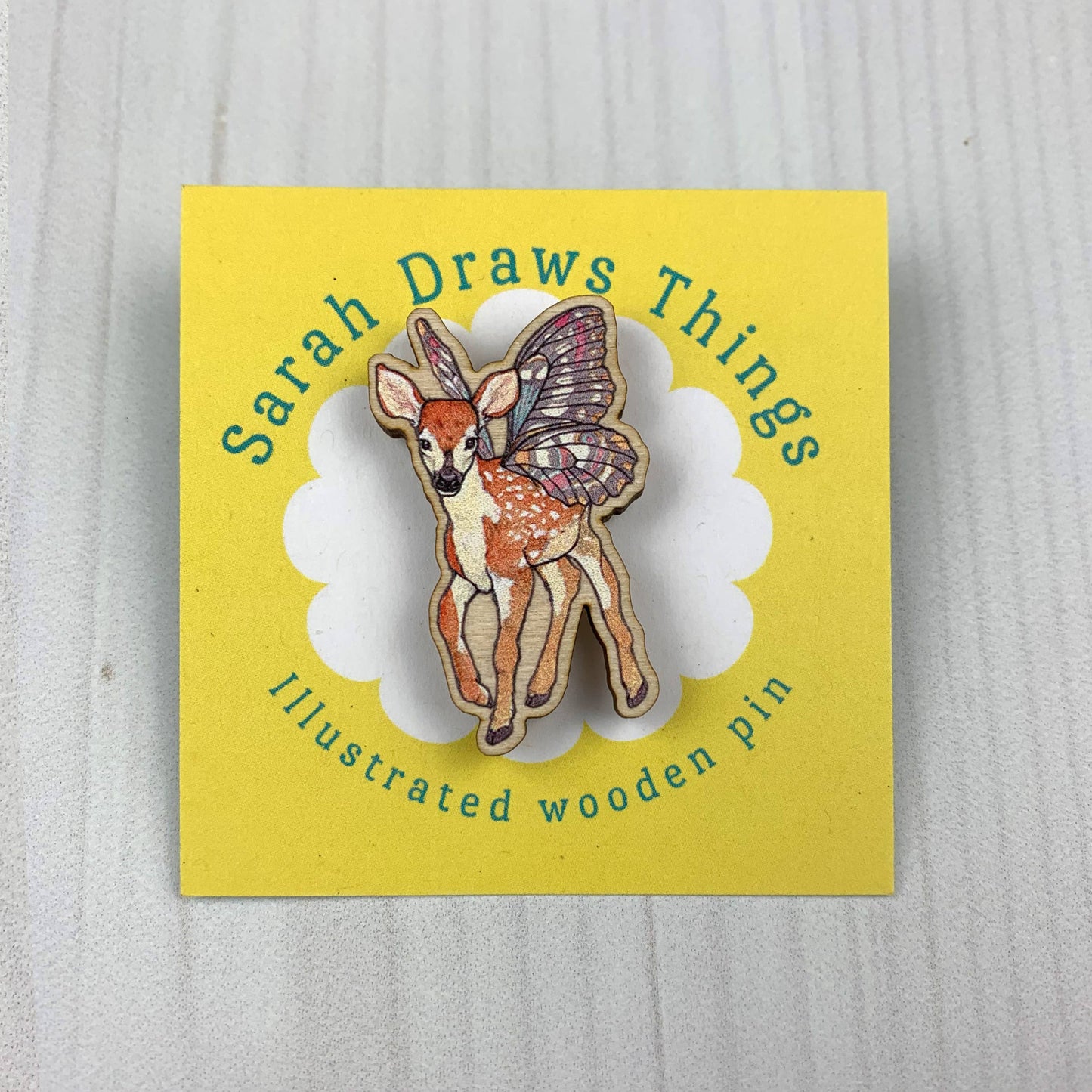 Fairy Fawn - 1.5" illustrated wooden pin