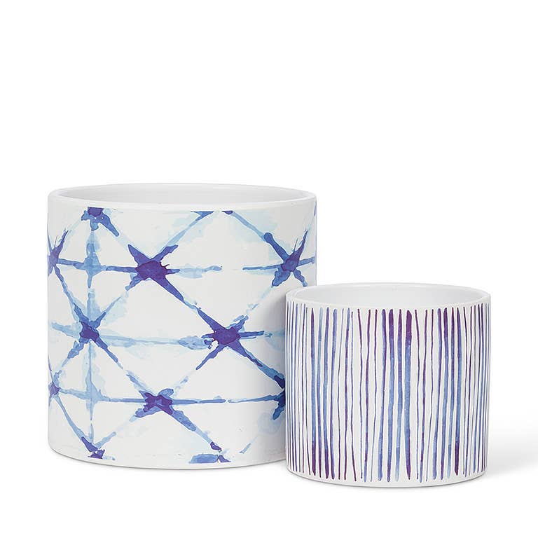 Lg Shibori Tie Dye Planter-6.5"D-2313