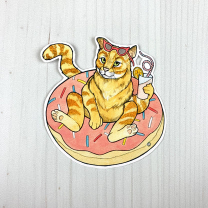 Cat Pool Party Vinyl Sticker