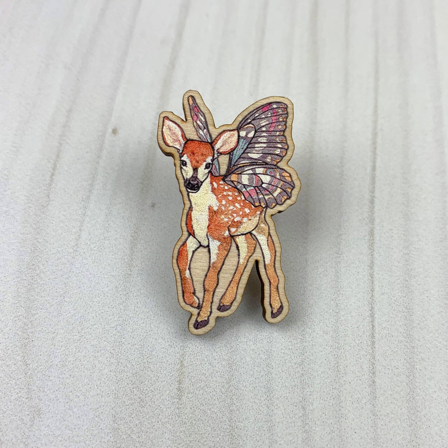 Fairy Fawn - 1.5" illustrated wooden pin