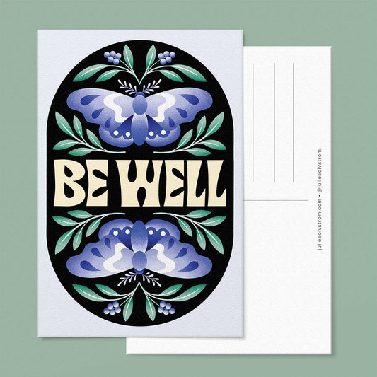 Be Well Purple Butterfly Postcard