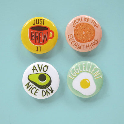 BREAKFAST TIME (Coffee, Bagel, Egg, Avocado) - Magnets