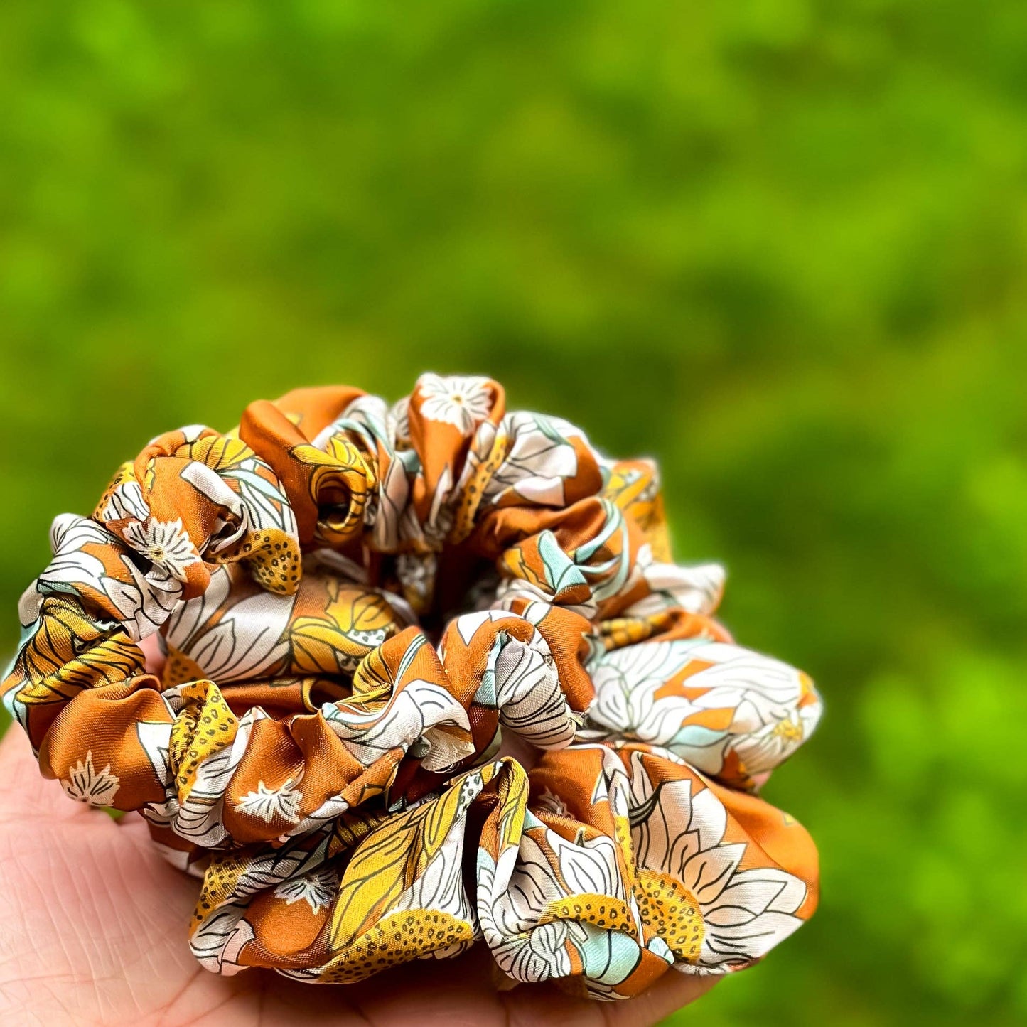 Satin Scrunchie - Brown Sunflower