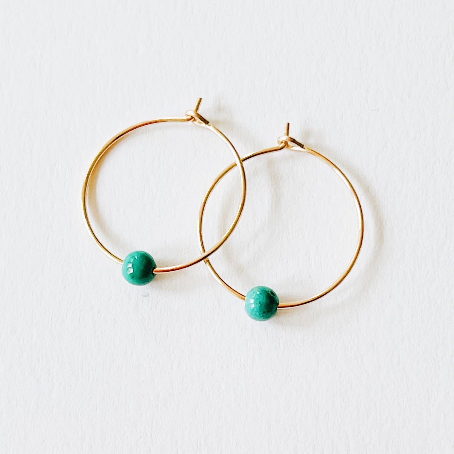 Gold Filled Hoops with Turquoise