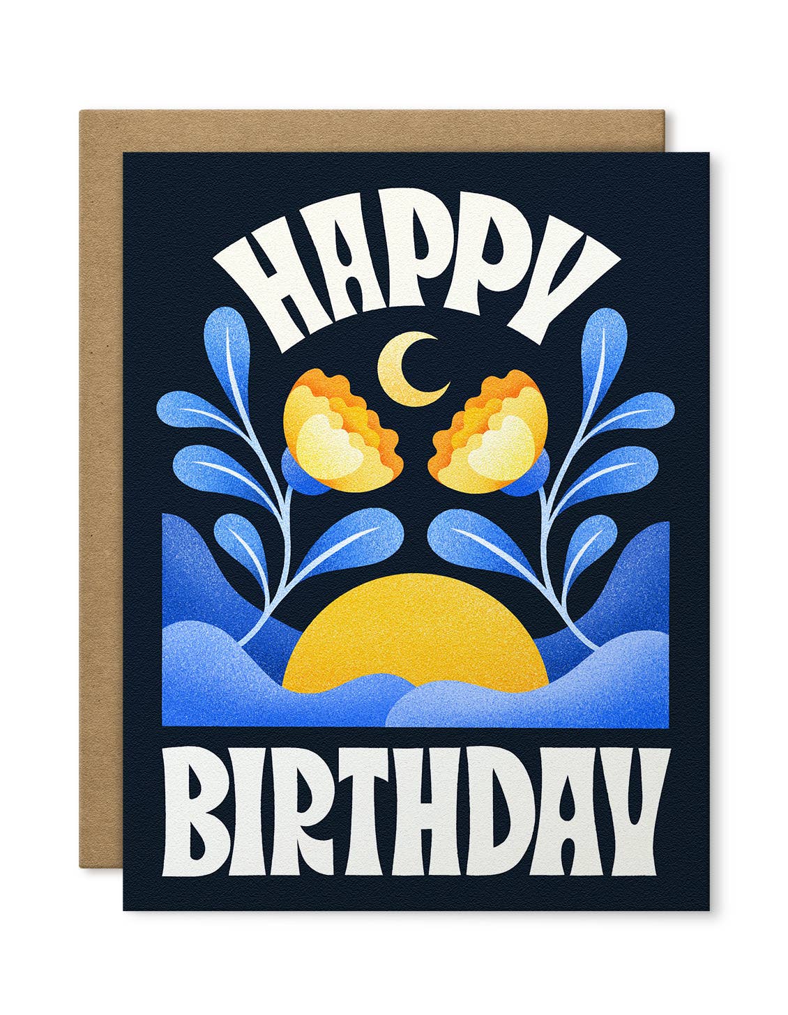 Happy Birthday Blue Floral Greeting Card