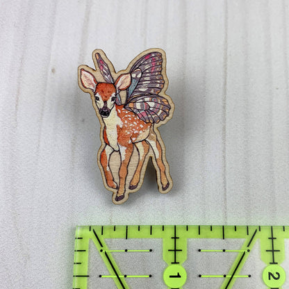 Fairy Fawn - 1.5" illustrated wooden pin