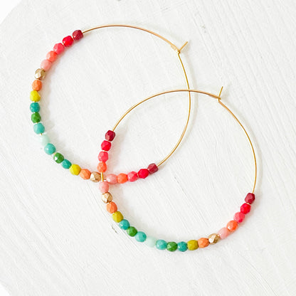 Large Ombre Beaded Hoops