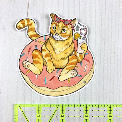 Cat Pool Party Vinyl Sticker