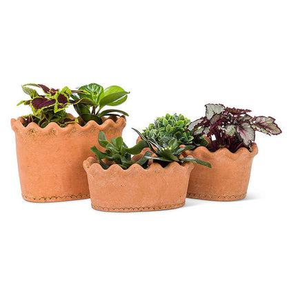 Small Ruffled Oval Planter - 4"H