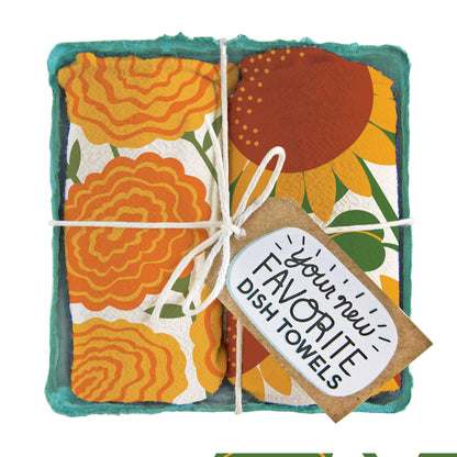 HELLO SUNSHINE (Sunflower, Marigold) - Tea Towel Set of 2