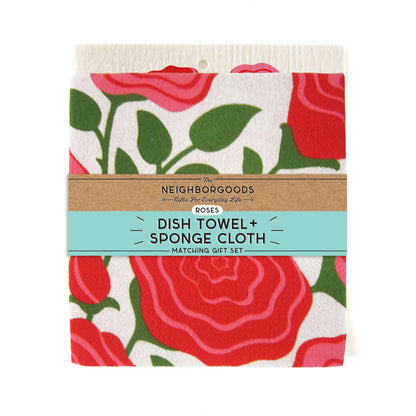 Rose - Tea Towel + Sponge Cloth Set