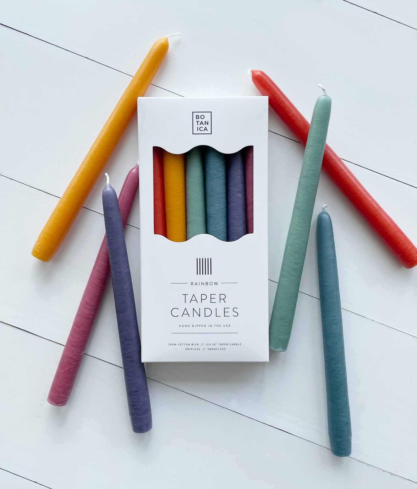 Rainbow Taper Candles | Set of 6