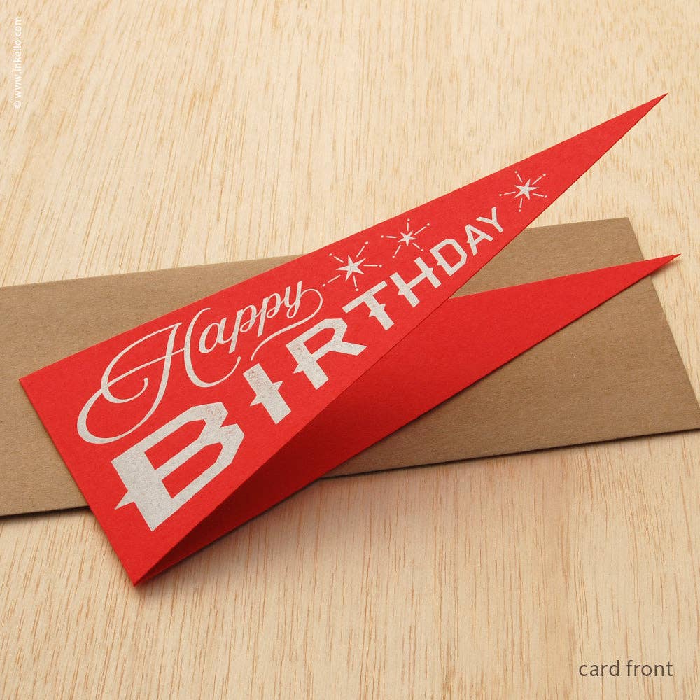 Happy Birthday Triangular Pennant Card (#488)