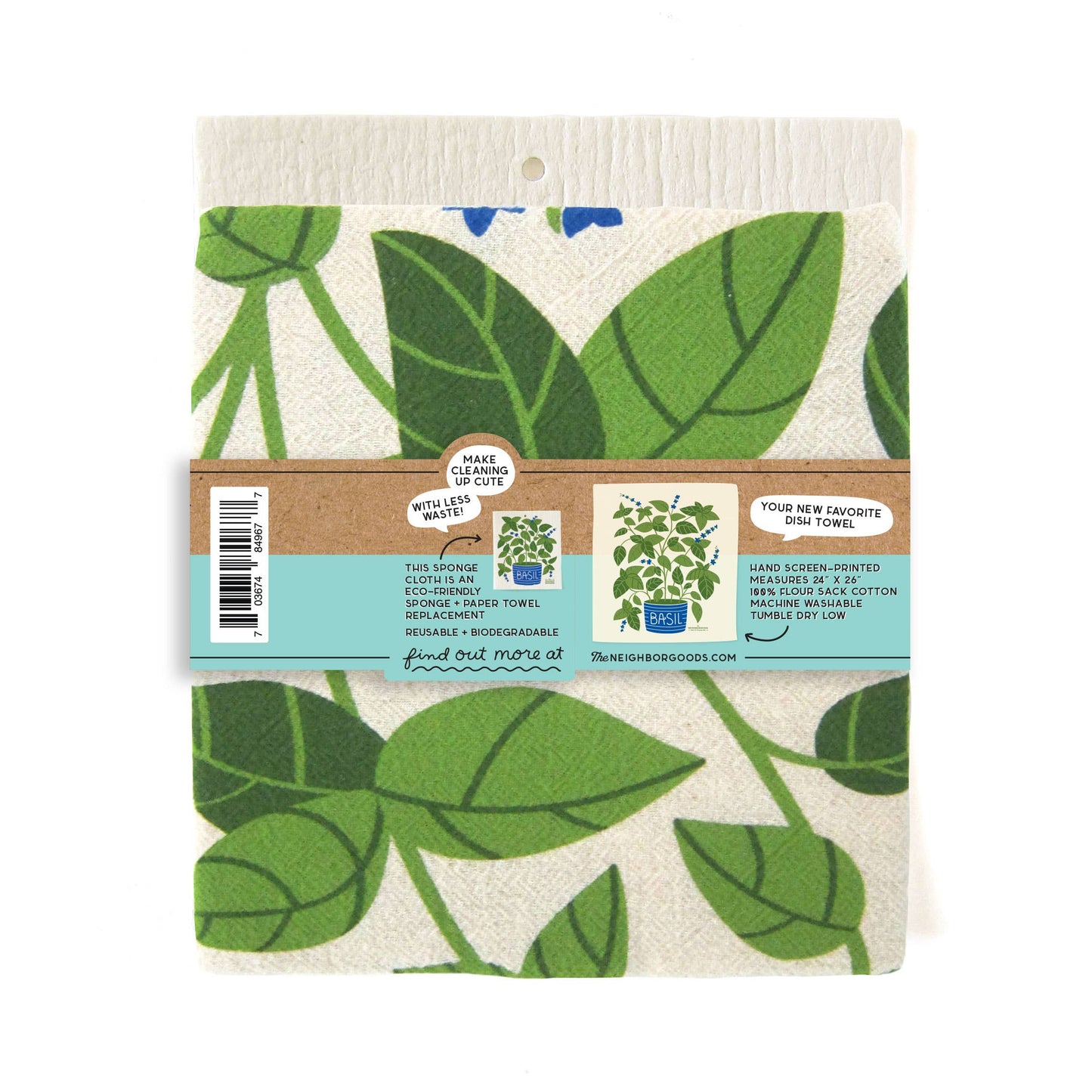 Basil Tea Towel + Sponge Cloth