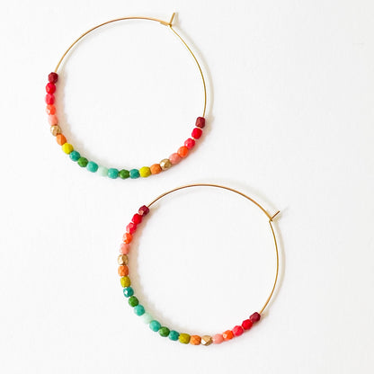 Large Ombre Beaded Hoops