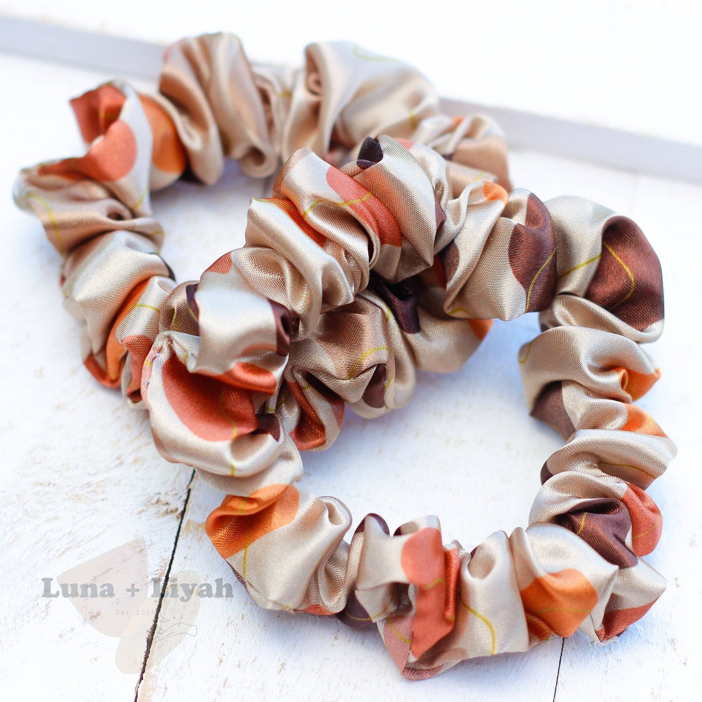 Satin Scrunchie - Brown Tones