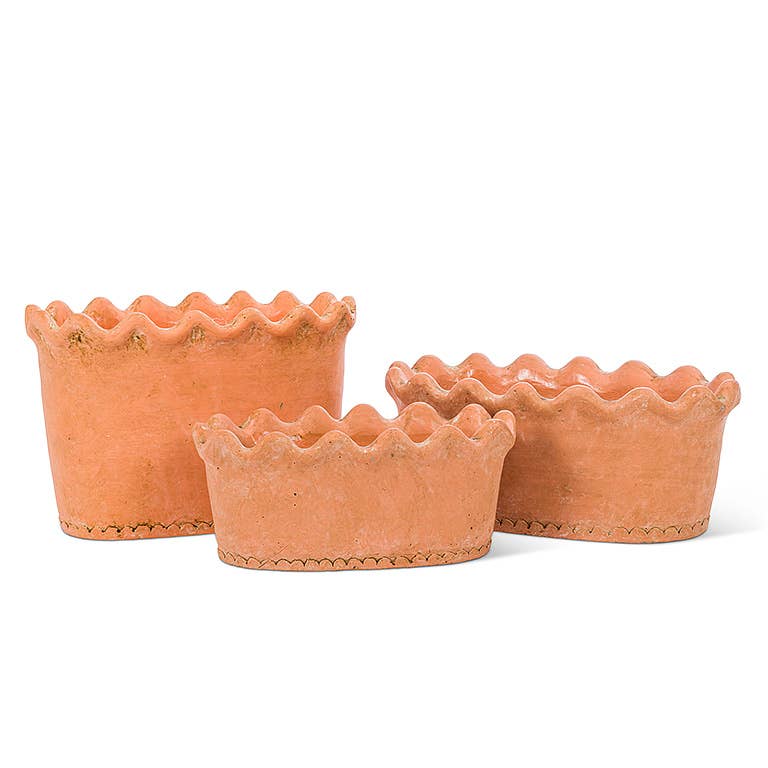 Small Ruffled Oval Planter - 4"H