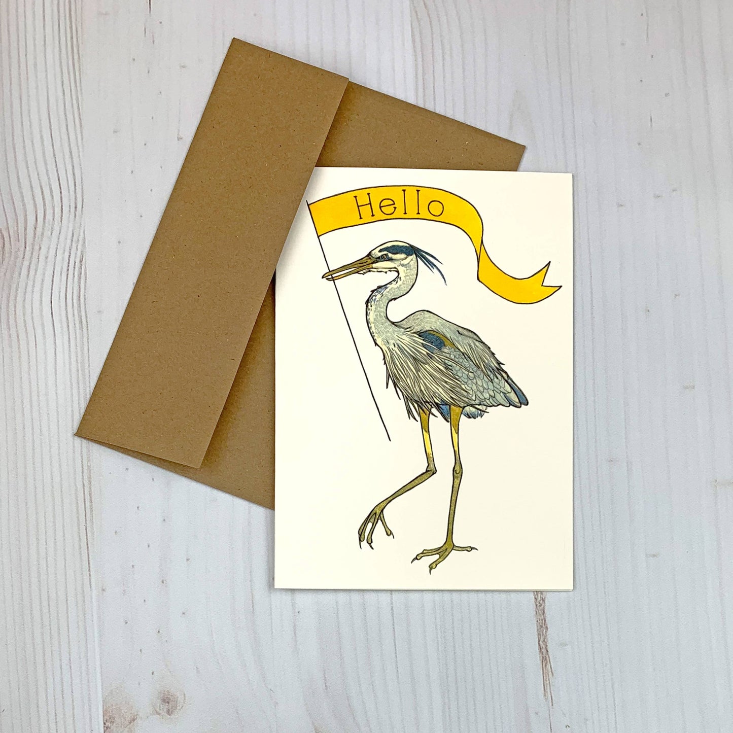 Heron Hello Notecard 5x7" Notecard