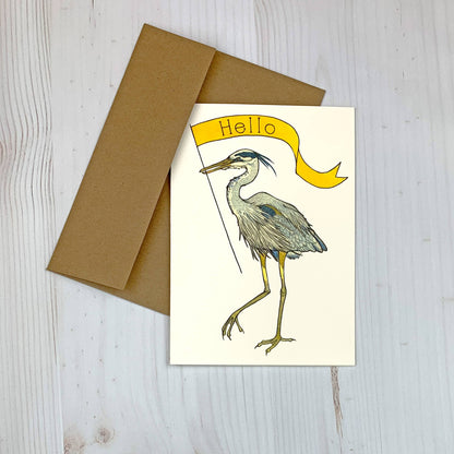 Heron Hello Notecard 5x7" Notecard