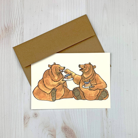 Grizzlies Eating Cake 5x7" Notecard