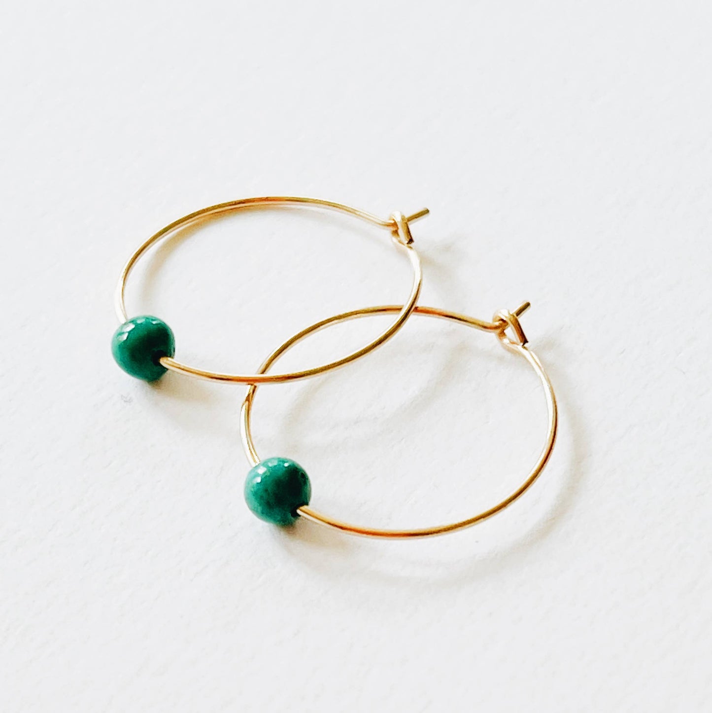 Gold Filled Hoops with Turquoise