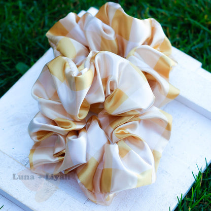 Satin Scrunchies - Honey Gingham