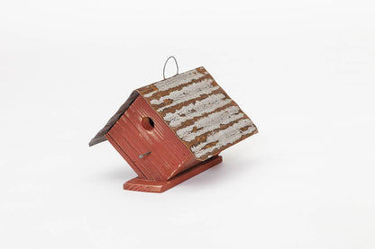 Rustic Reclaimed Wood and Corrugated Metal Wren House (SM11): White