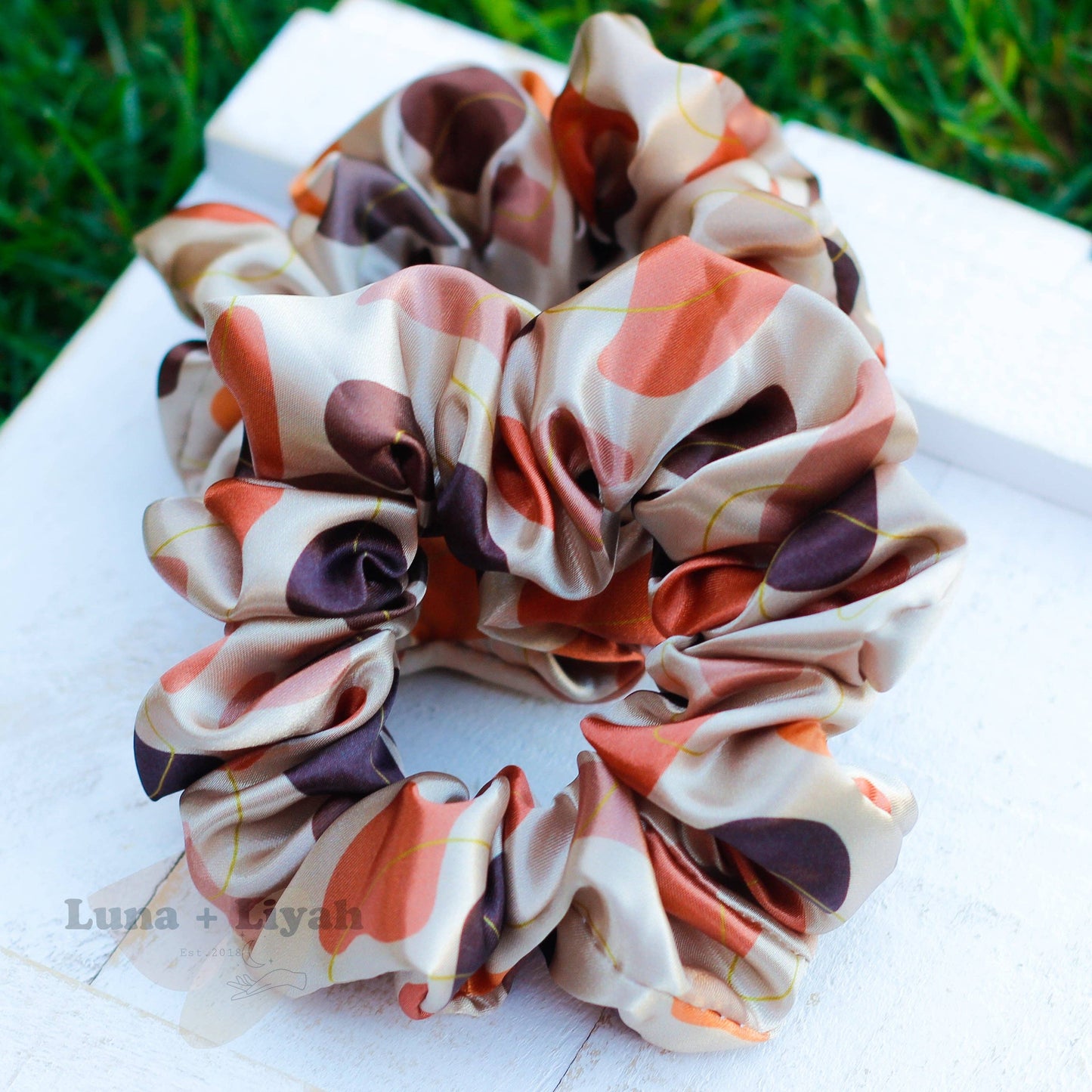 Satin Scrunchie - Brown Tones