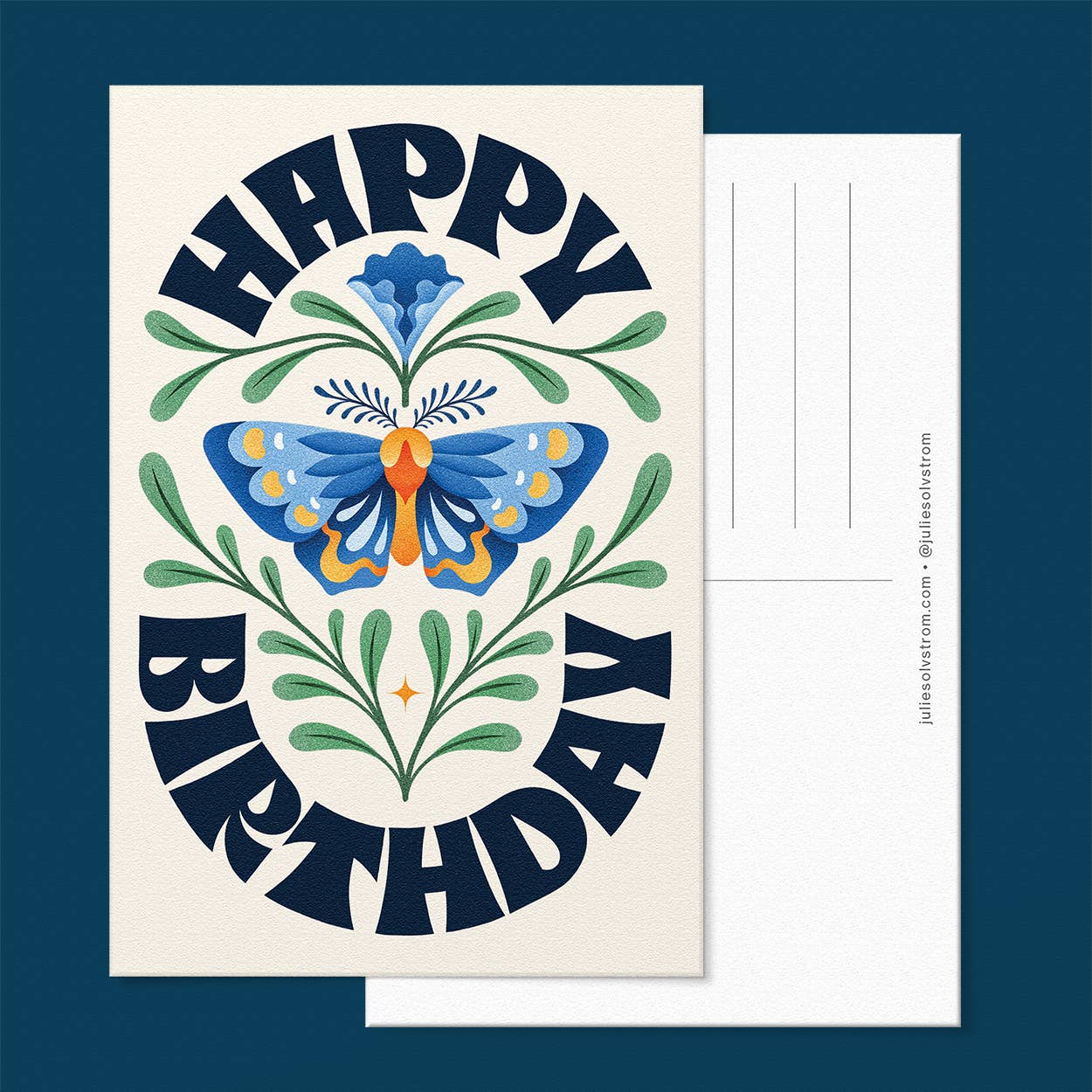 Happy Birthday Blue Butterfly Postcard