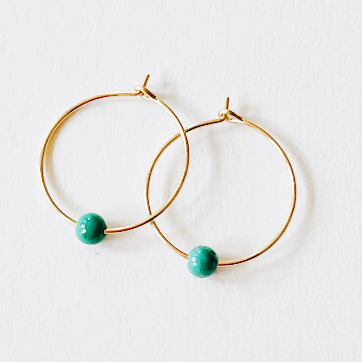 Gold Filled Hoops with Turquoise