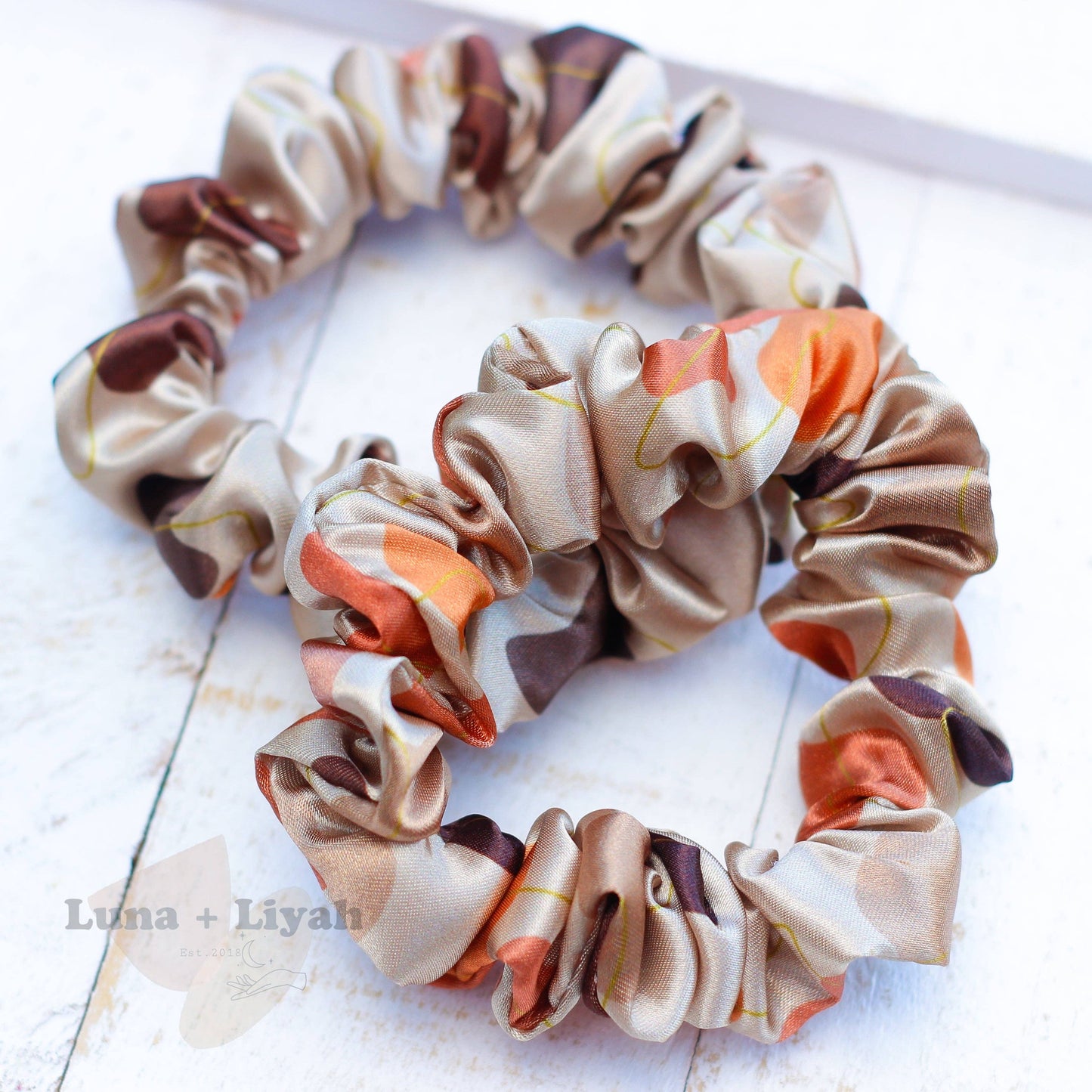 Satin Scrunchie - Brown Tones