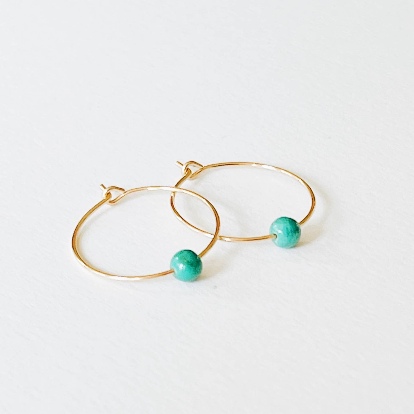 Gold Filled Hoops with Turquoise