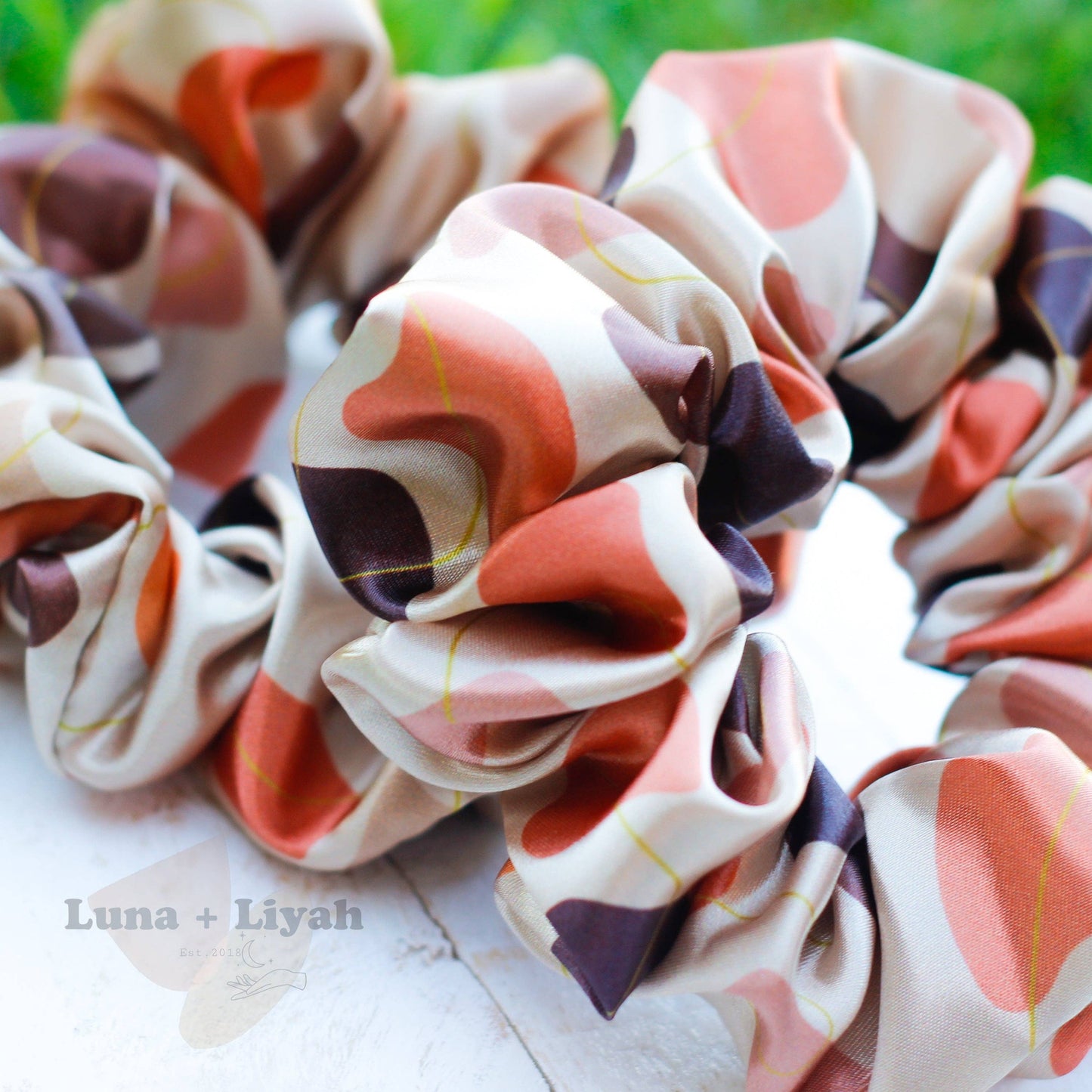 Satin Scrunchie - Brown Tones