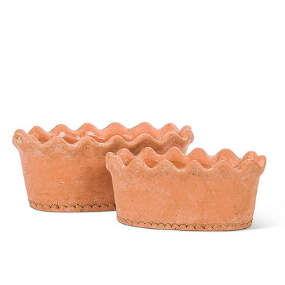 Small Ruffled Oval Planter - 4"H