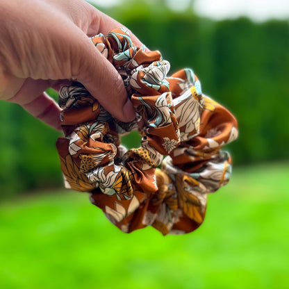 Satin Scrunchie - Brown Sunflower