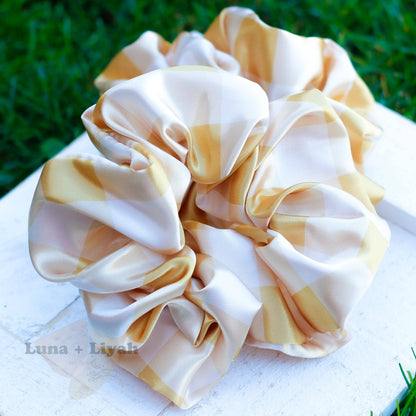 Satin Scrunchies - Honey Gingham