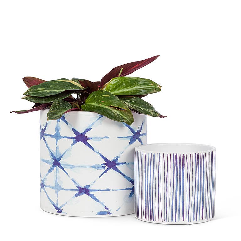 Lg Shibori Tie Dye Planter-6.5"D-2313