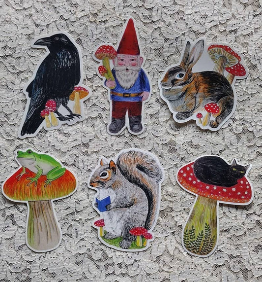 Cottagecore Gnome and Friends Vinyl Sticker Pack