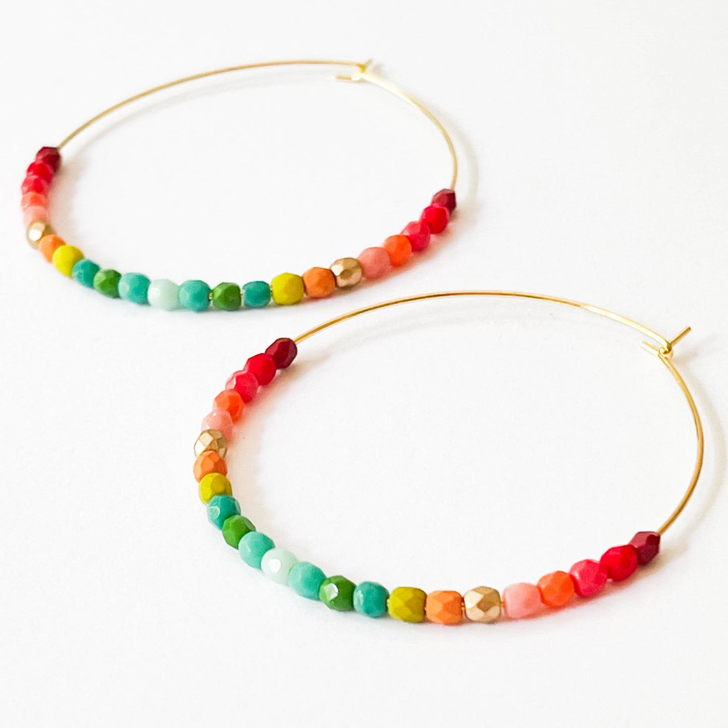 Large Ombre Beaded Hoops