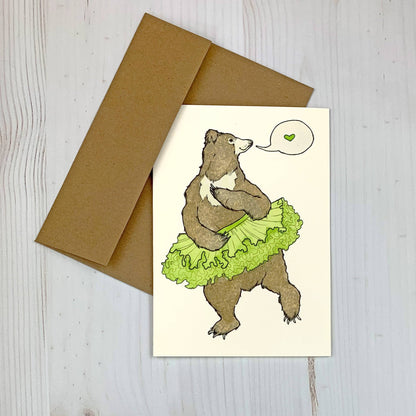 Dancing Bear Tutu 5x7" Notecard